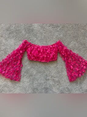 NEW Women’s Peach Love Pink Floral Crop Top- Size Large